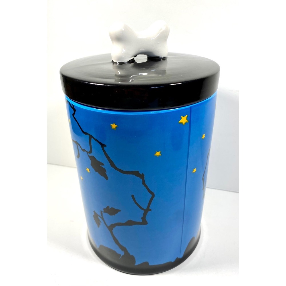 Peanuts Snoopy Halloween Ceramic Cookie Jar Canister Fall Pumpkin Blue Bone Lid - Picture 4 of 12